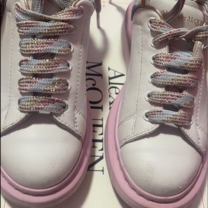 Alexander McQueen toddler sneakers white with pastel pink and blue